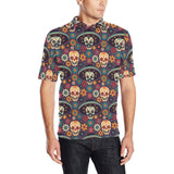 Sugar skulls flower maxican pattern Men's All Over Print Polo Shirt