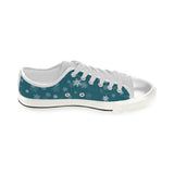 Snowflake pattern dark background Women's Low Top Canvas Shoes White