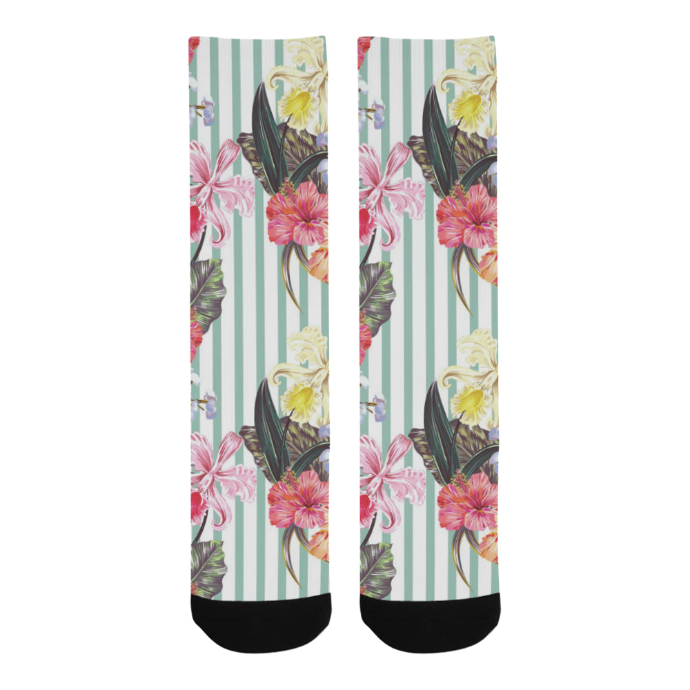 Colorful orchid flower pattern Crew Socks