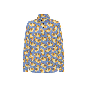 Guinea Pig Pattern Print Design 02 Women's Long Sleeve Polo Shirt