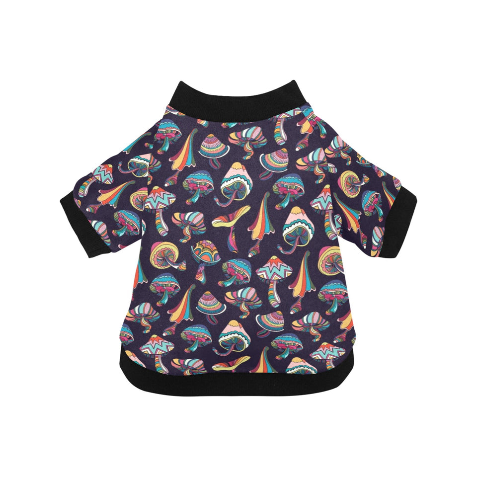 Colorful mushroom pattern All Over Print Pet Dog Round Neck Fuzzy Shirt