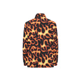 Fire flame dark pattern Women's Long Sleeve Polo Shirt