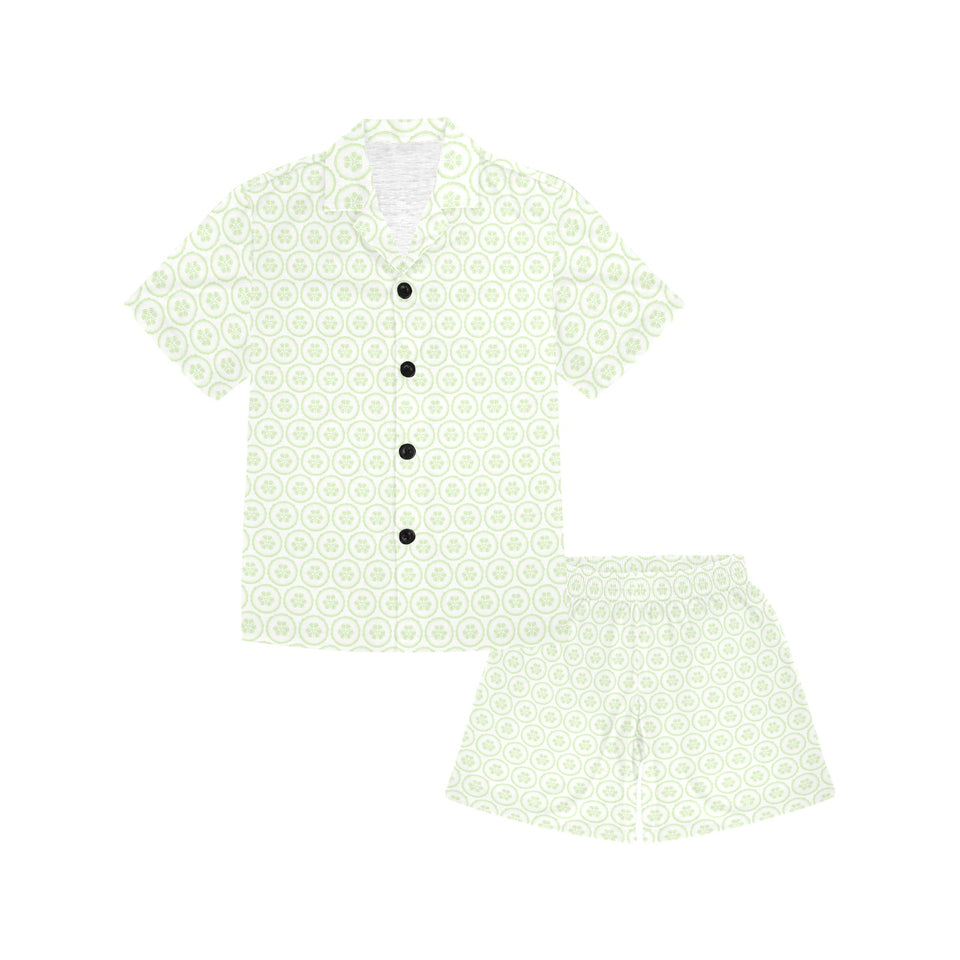 Cucumber pattern background Kids' Boys' Girls' V-Neck Short Pajama Set