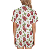 Red apples pattern Women's V-Neck Short Pajama Set