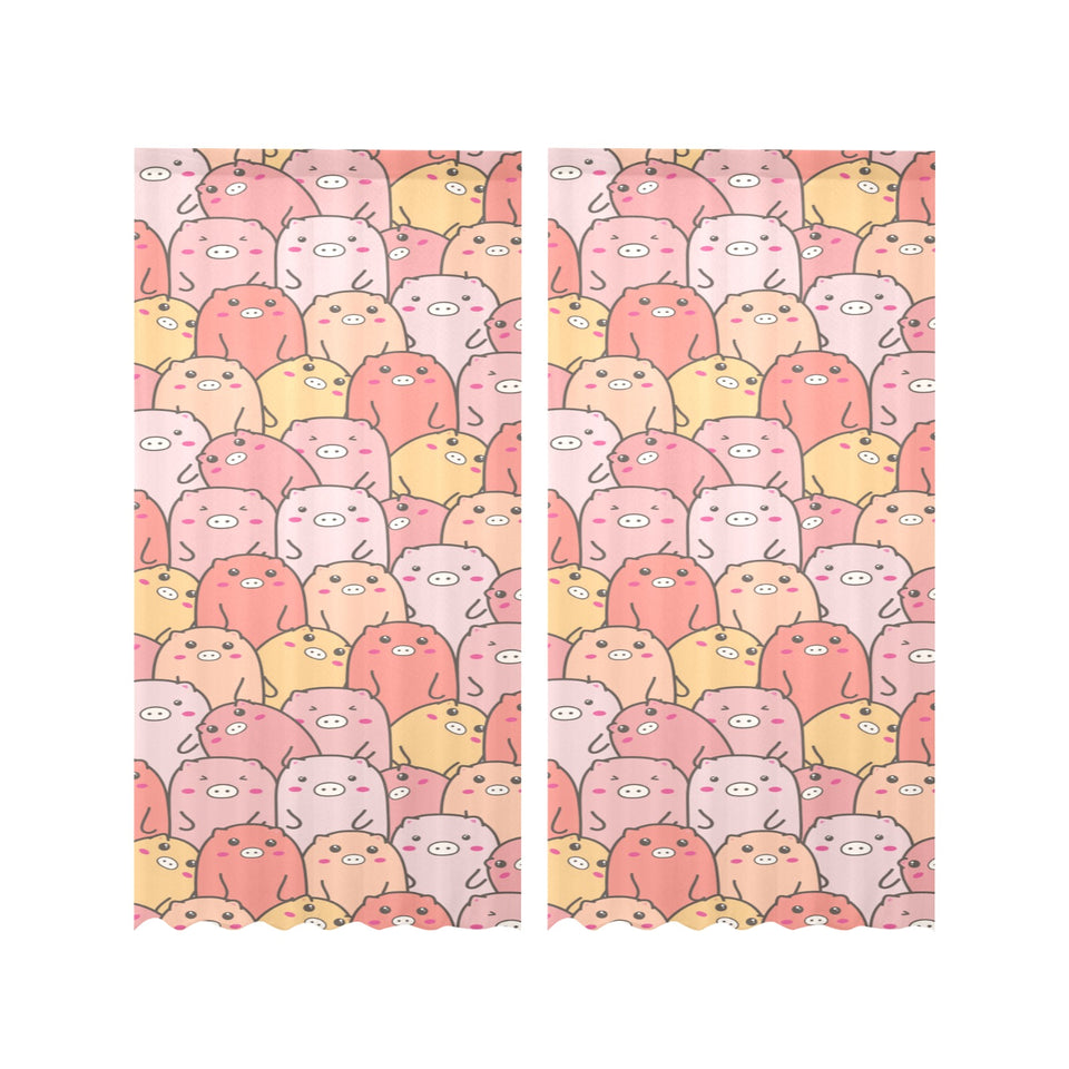 Pig Pattern Print Design 04 Gauze Curtain