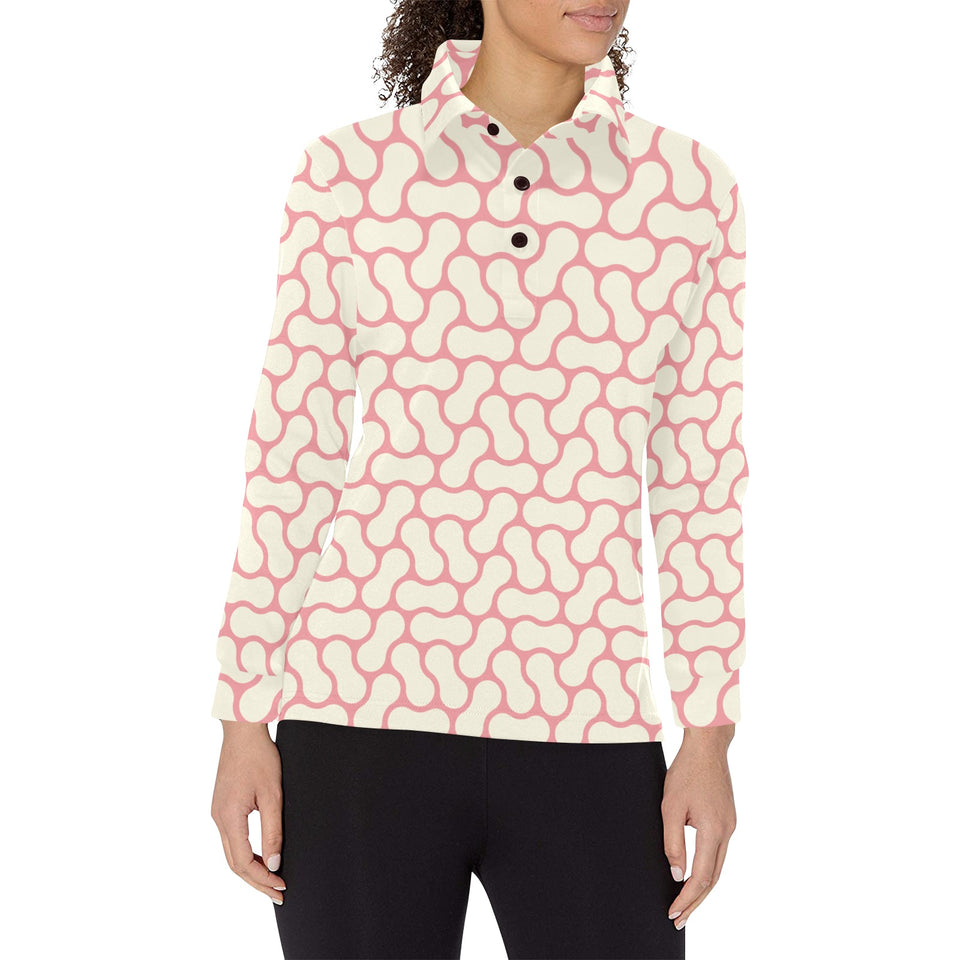 peanuts texture pattern Women's Long Sleeve Polo Shirt