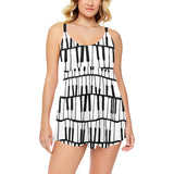 Piano Pattern Print Design 03 Chest Sexy Pleated Two Piece Swim Dress