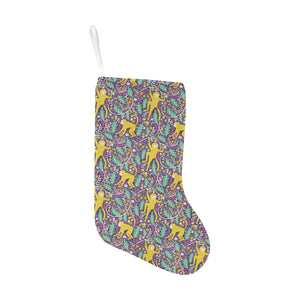 Cute yellow monkey leaves pattern Christmas Stocking