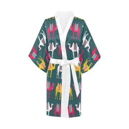 Camel pattern Women's Short Kimono Robe