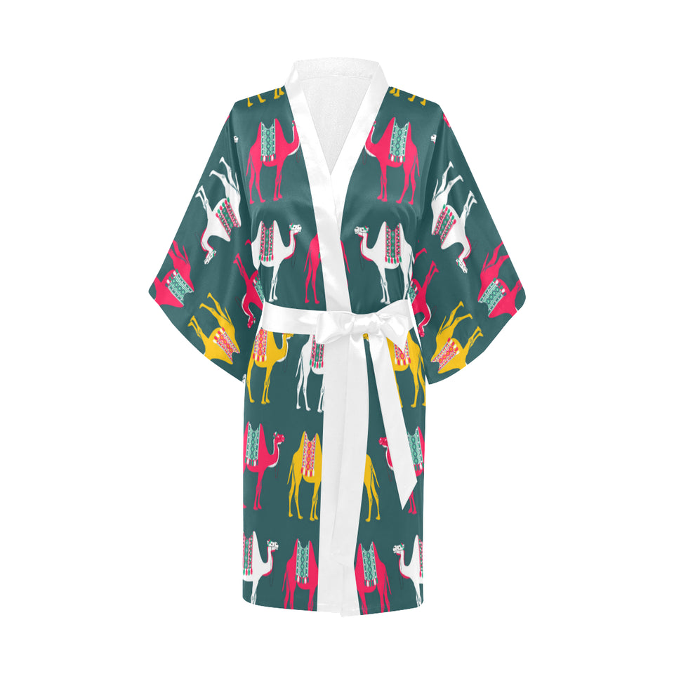 Camel pattern Women's Short Kimono Robe