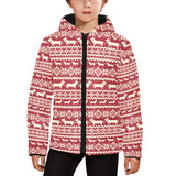 Dachshund Nordic pattern Kids' Boys' Girls' Padded Hooded Jacket