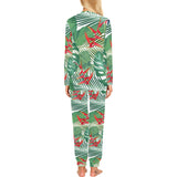 heliconia palm and monstera leaves pattern Women's All Over Print Pajama Set