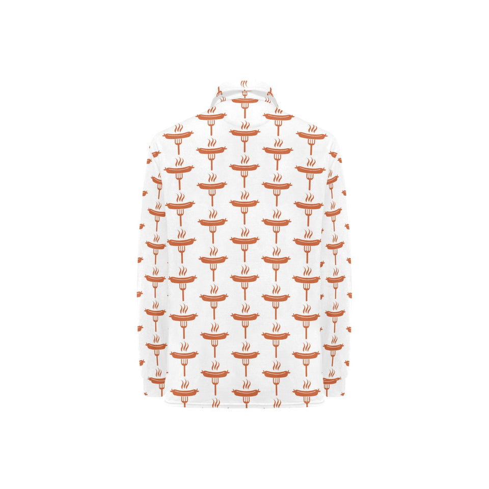 Sausage Pattern Print Design 05 Women's Long Sleeve Polo Shirt