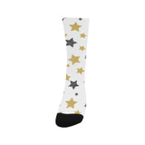 hand drawn gold black star pattern Crew Socks