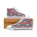 Watercolor paint textured watermelon pieces Men's High Top Canvas Shoes White