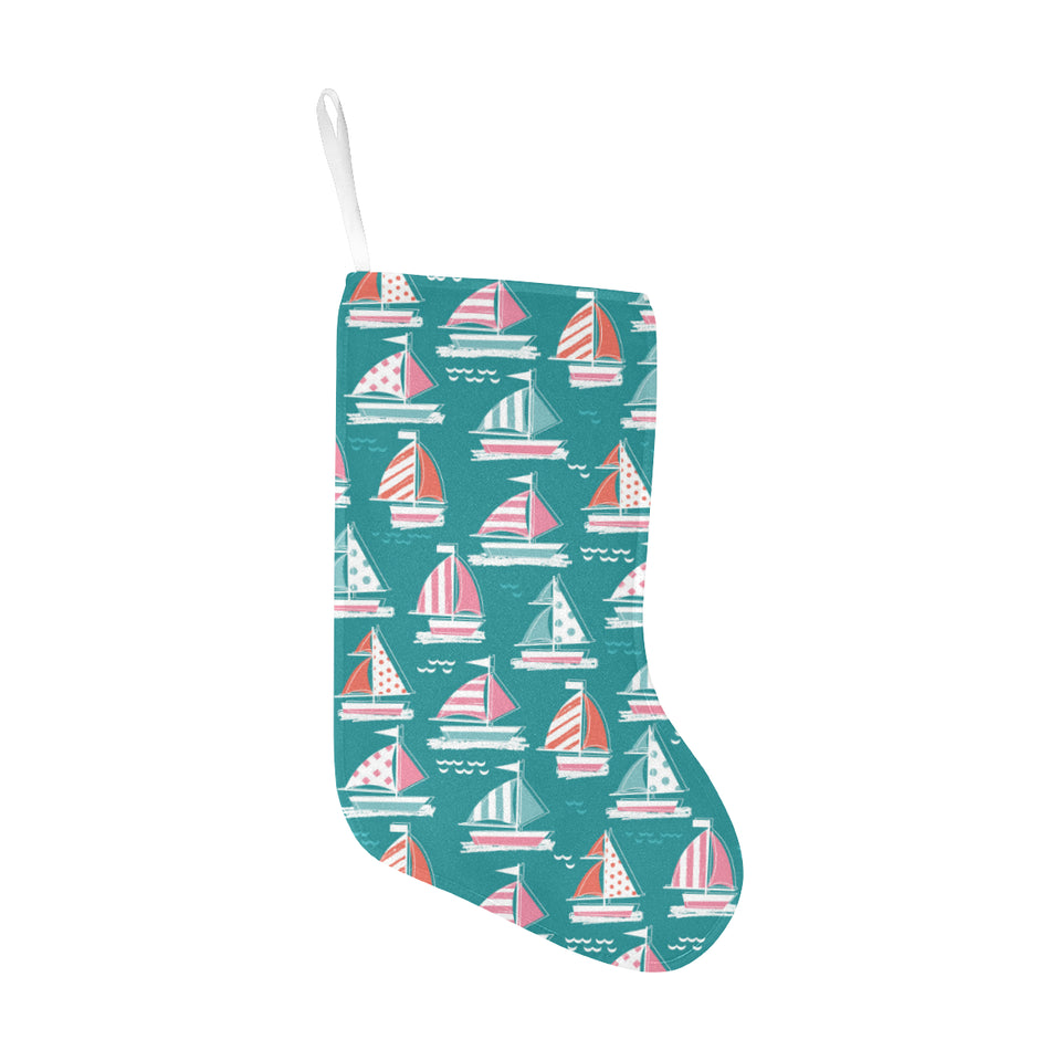 Cute sailboat pattern Christmas Stocking
