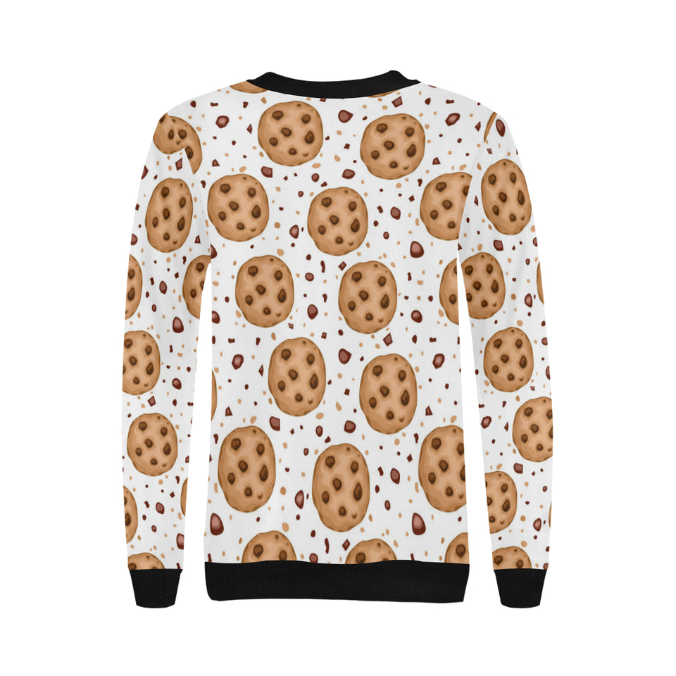 chocolate chip cookie pattern Women's Crew Neck Sweatshirt
