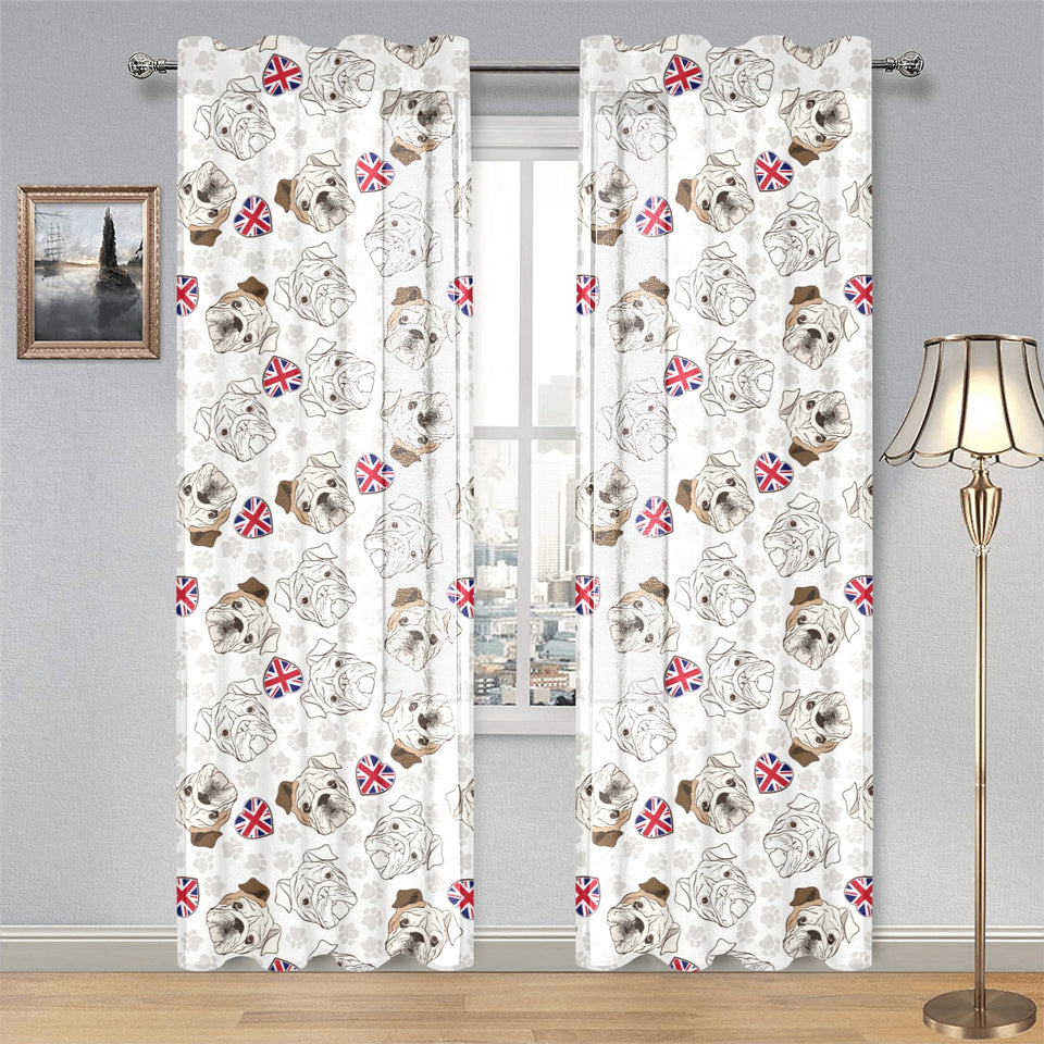English Bulldog Pattern Print Design 01 Gauze Curtain