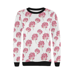 Pink lotus waterlily pattern Women's Crew Neck Sweatshirt