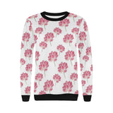 Pink lotus waterlily pattern Women's Crew Neck Sweatshirt