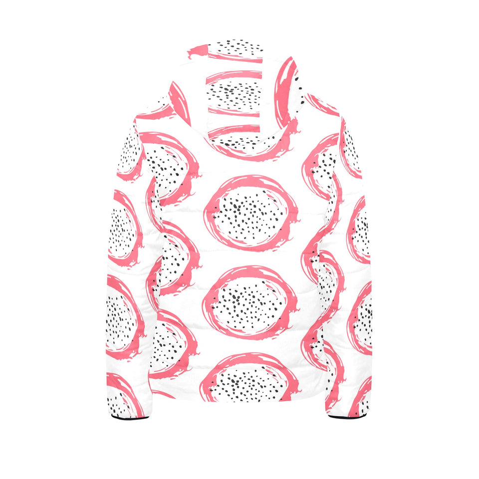 Hand drawn dragon fruit Kids' Boys' Girls' Padded Hooded Jacket