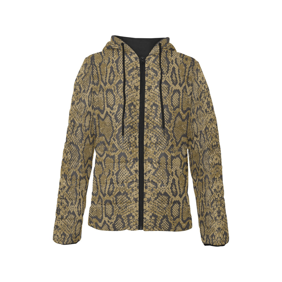 Snake skin pattern Women's Padded Hooded Jacket