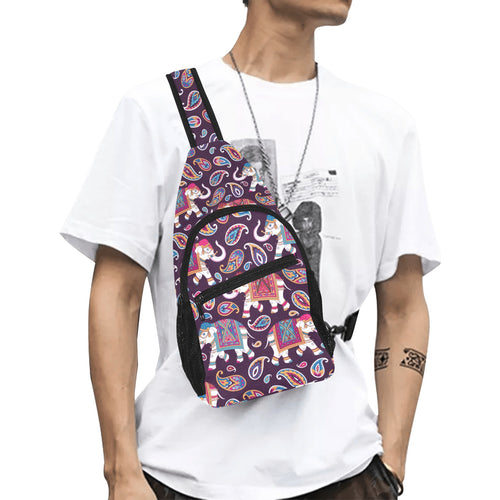 Elephant indian style ornament pattern All Over Print Chest Bag