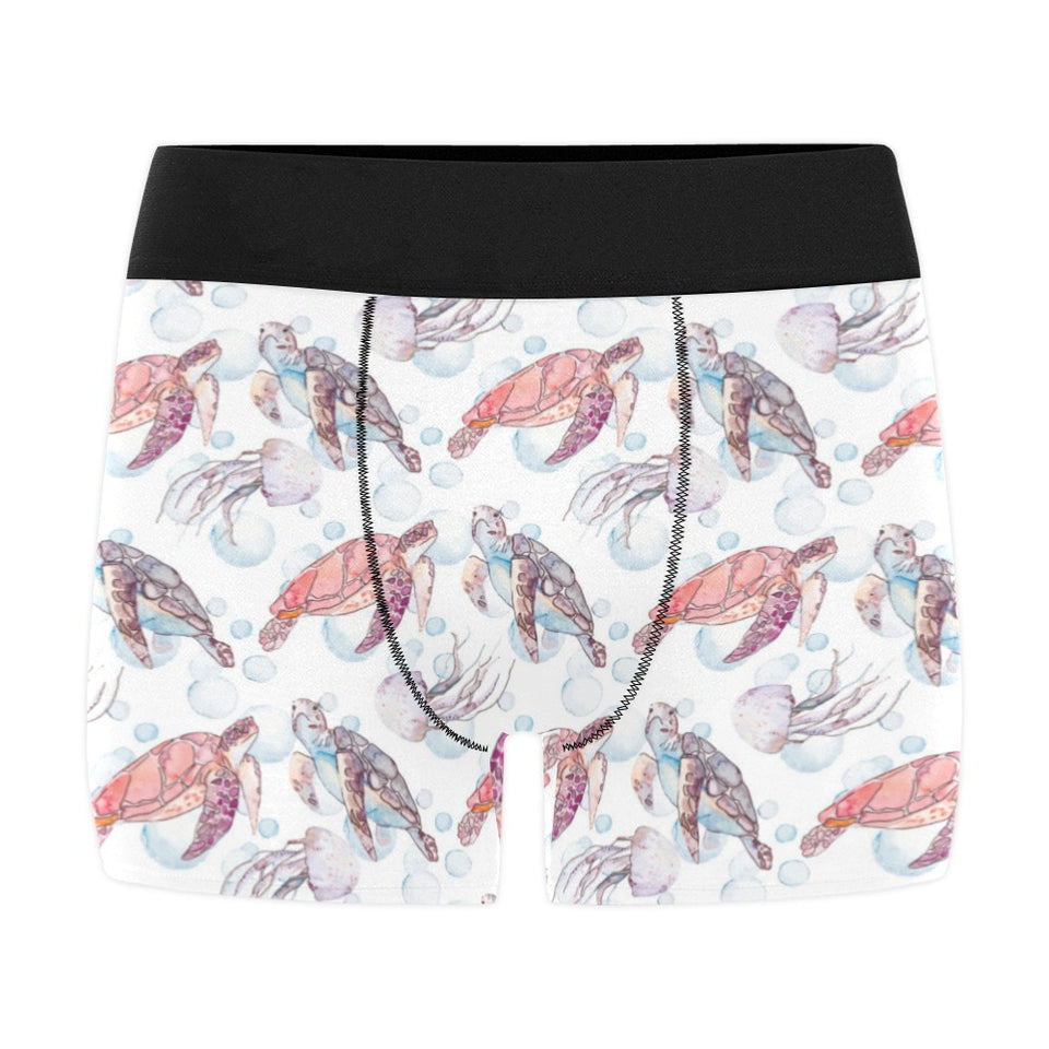 Watercolor sea turtle jellyfish pattern Men's All Over Print Boxer Briefs Men's Underwear