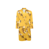 Bee flower pattern Men's Long Sleeve Belted Night Robe