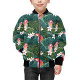 Parrot Palm tree leaves flower hibiscus pattern Kids' Boys' Girls' Bomber Jacket