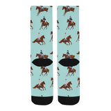 Horses running horses rider pattern Crew Socks
