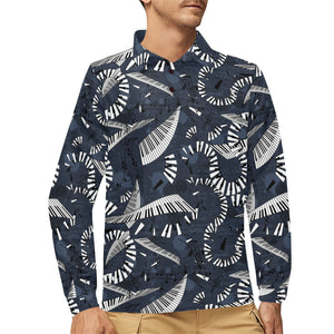 Piano Pattern Print Design 02 Men's Long Sleeve Polo Shirt