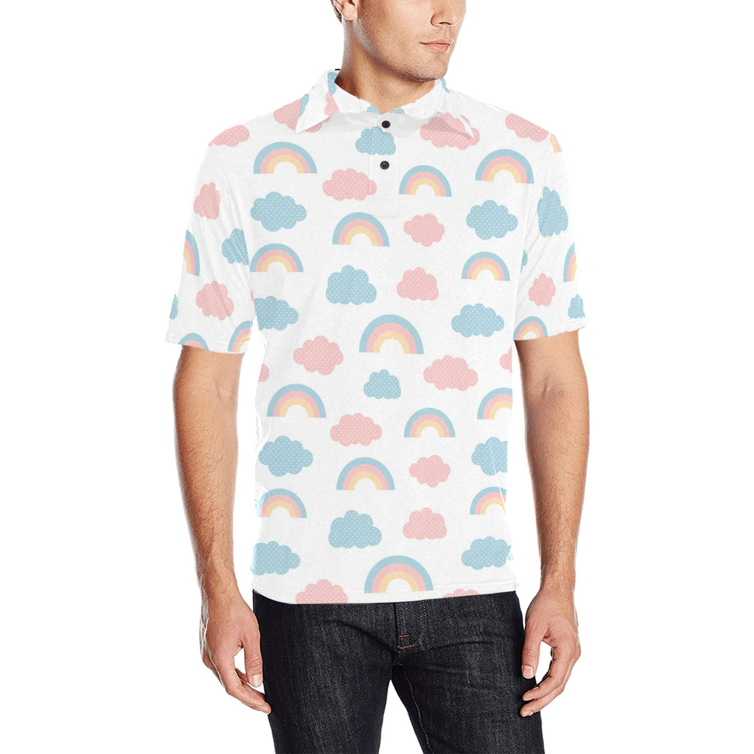 Cute rainbow clound pattern Men's All Over Print Polo Shirt