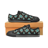 Sea turtle blue stone pattern Men's Low Top Canvas Shoes Black