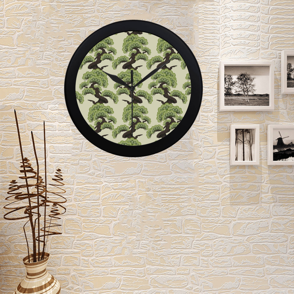Bonsai pattern Elegant Black Wall Clock