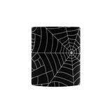 Spider web pattern Black background white cobweb Morphing Mug Heat Changing Mug