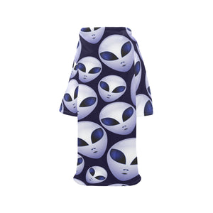 Alien Pattern Print Design 01 Blanket Robe with Sleeves