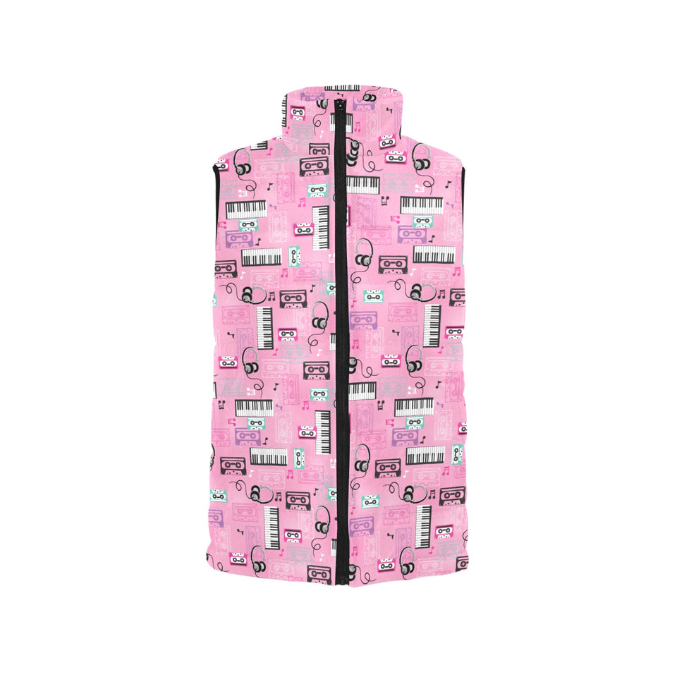 Piano Pattern Print Design 01 Women's Padded Vest