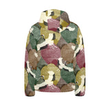 Japanese cranes flying forest dot pattern Kids' Boys' Girls' Padded Hooded Jacket