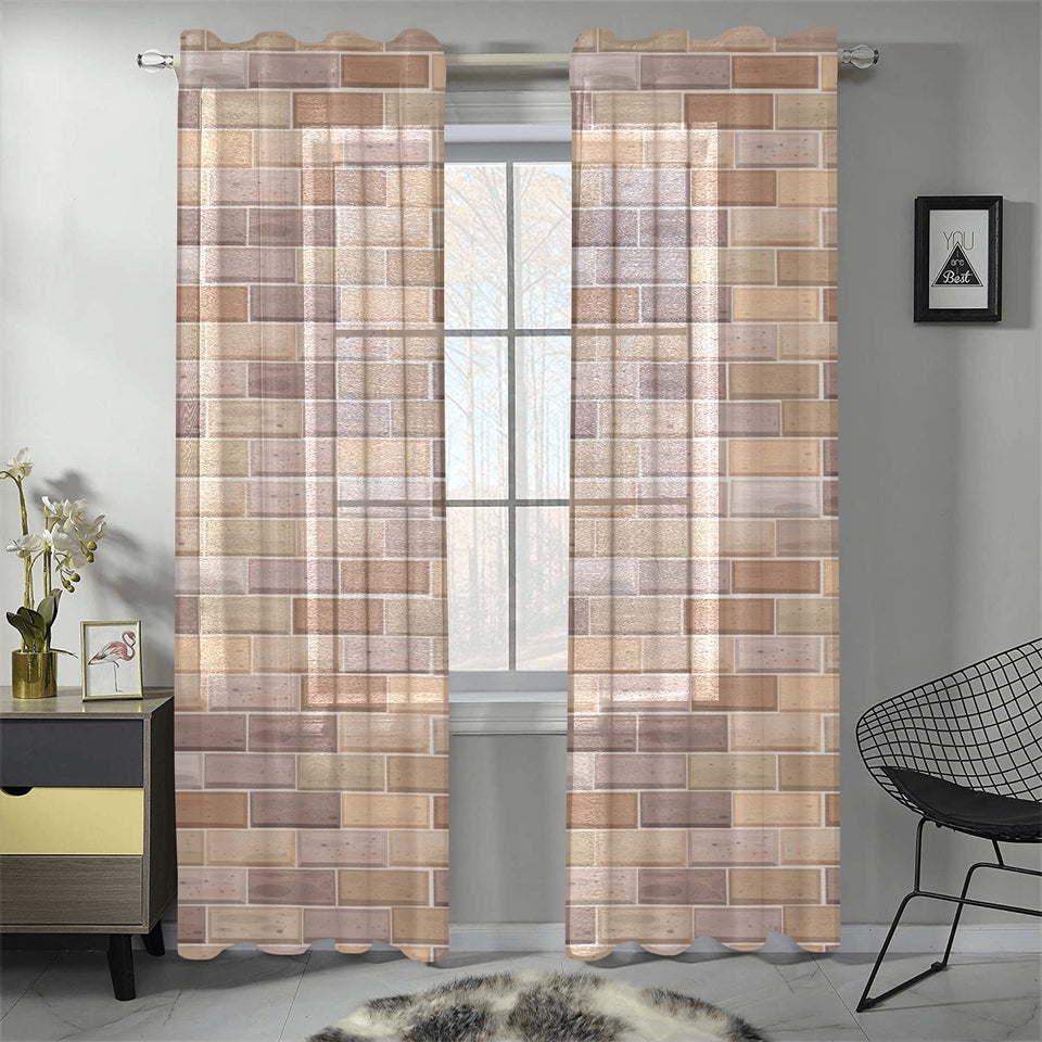 Brick Printed Pattern Print Design 01 Gauze Curtain