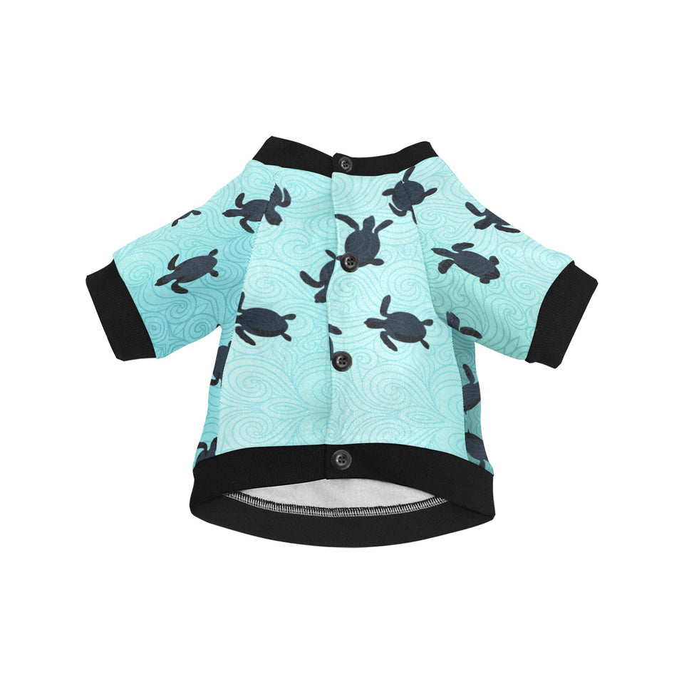 Sea turtle with blue ocean backgroud All Over Print Pet Dog Round Neck Fuzzy Shirt