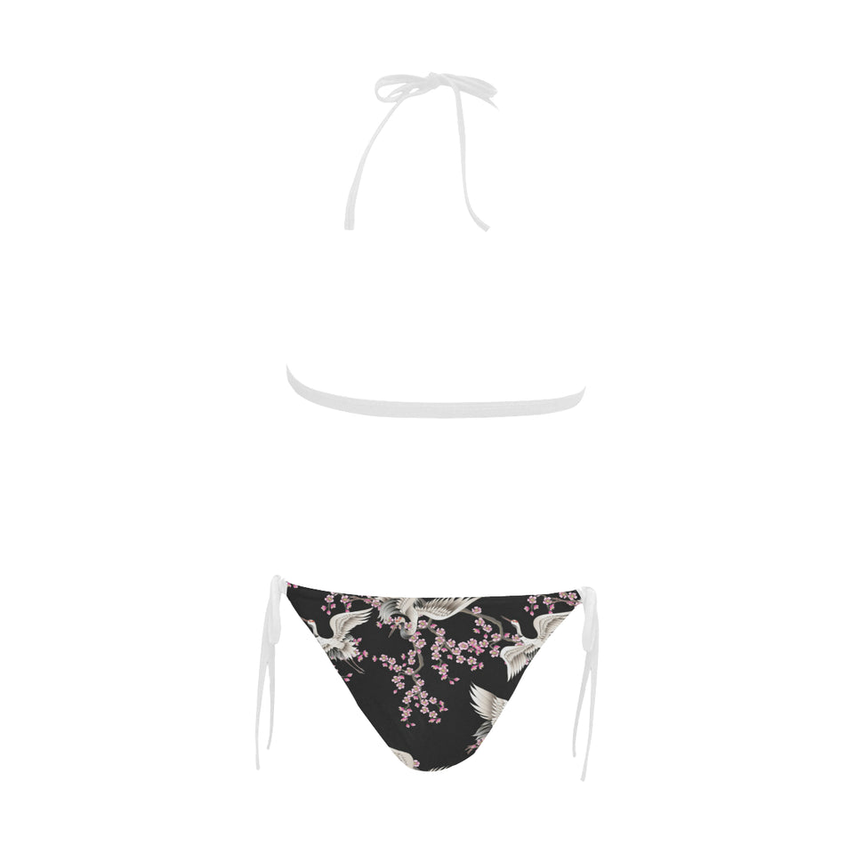 Japanese crane pink sakura pattern Sexy Bikinis Two-Piece Swimsuits