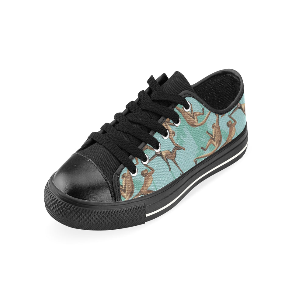 Monkey Palm tree background Men's Low Top Canvas Shoes Black