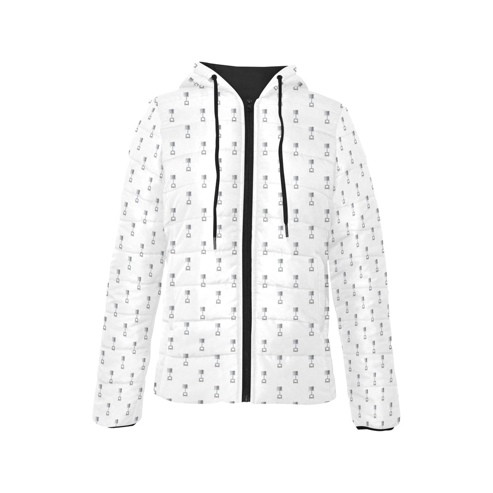 Engine Piston Background Pattern Print Design 01 Women's Padded Hooded Jacket