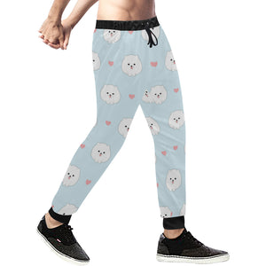 White cute pomeranian pattern Unisex Casual Sweatpants