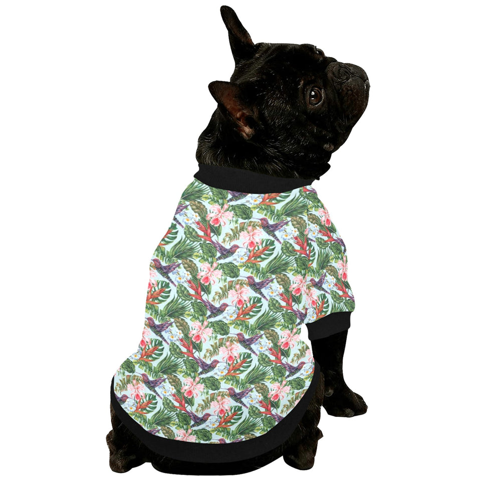 Hummingbird Pattern Print Design 05 All Over Print Pet Dog Round Neck Fuzzy Shirt