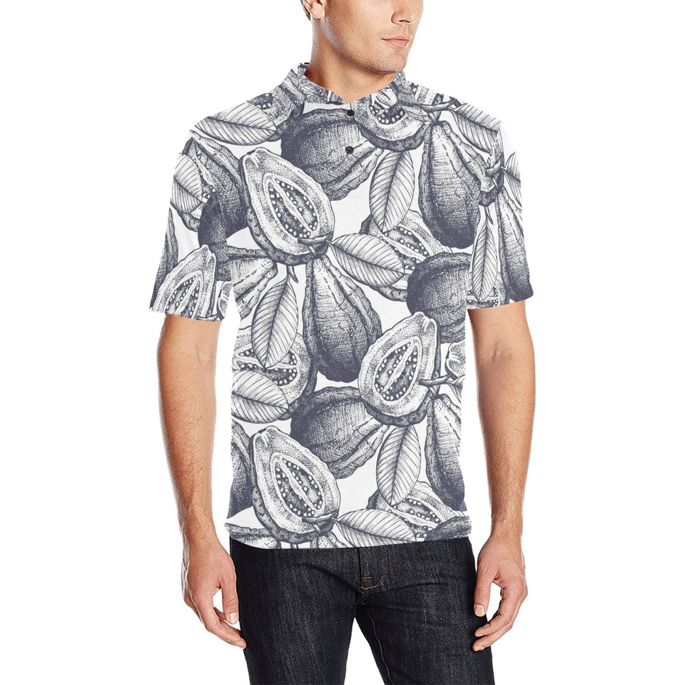 Guava tropical hand drawn pattern Men's All Over Print Polo Shirt