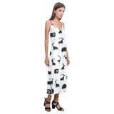 Goat ram pattern V-Neck Open Fork Long Dress