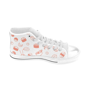 Sushi pattern Men's High Top Canvas Shoes White