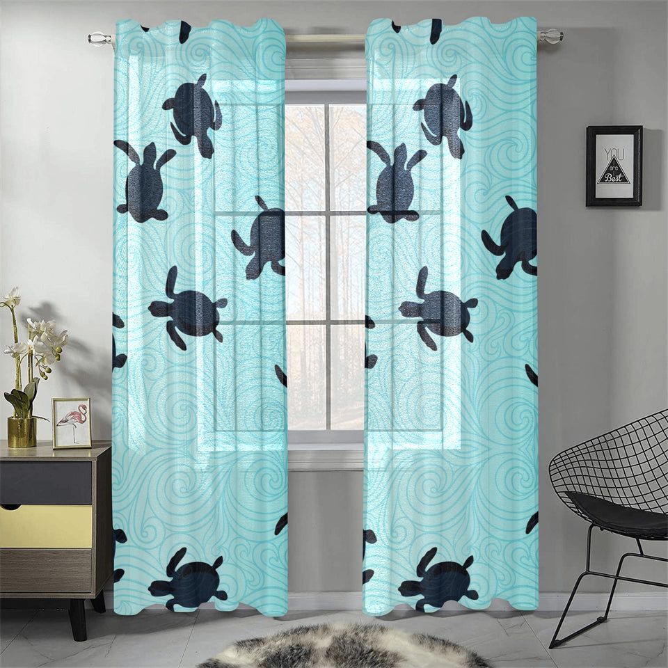 Sea turtle with blue ocean backgroud Gauze Curtain